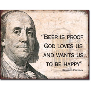 Metalowa tabliczka Ben Franklin - Beer, (30 x 42 cm)