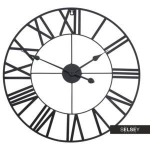 Stylowy zegar ścienny metalowy średnica 57 cm czarny