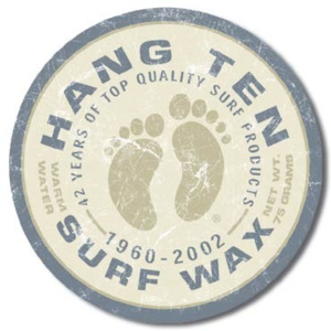 Metalowa tabliczka Hang Ten - surf wax, (30 x 30 cm)