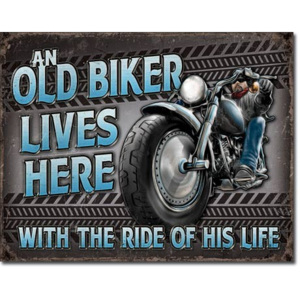 Metalowa tabliczka Old Biker - Ride, (30 x 42 cm)
