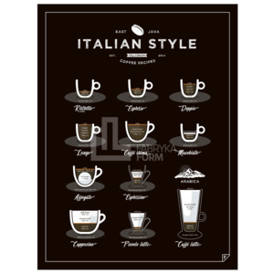 Plakat Italian Style Coffee 50 x 70 cm