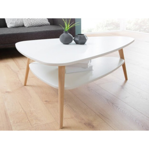 Biały stolik kawowy SCANDINAVIA z półką 91x68 cm