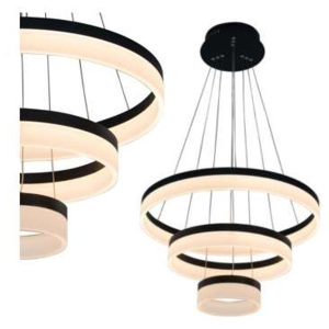 Designerska LAMPA wisząca FLAT CIRCLE L-CD-03-BL Zumaline futurystyczna OPRAWA zwis LED 80W pierścienie okręgi czarne białe