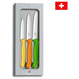Stalowe noże kuchenne VICTORINOX z kolorową rękojeścią 3 szt