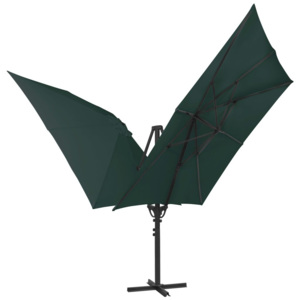 Podwójny parasol z dwiema czaszami, 300x300 cm, zielony