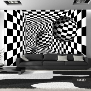 Fototapeta - Czarno-biały korytarz 400x280 cm