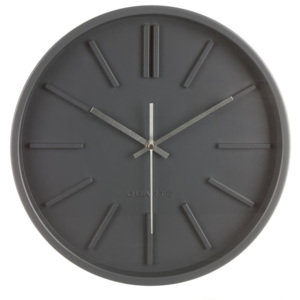 Okrągły czarny zegar ścienny Ø 35 cm Quartzm, kolor ciemno szary