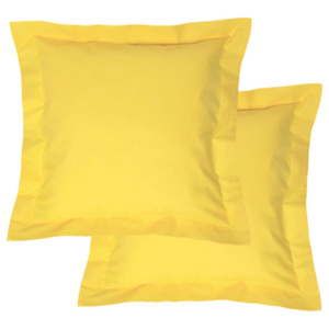 Bawełniane poszewki na poduszki z ramką, żółte 2 szt