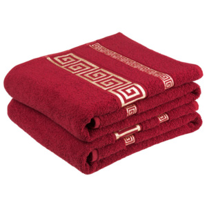 Bawełniane ręczniki frotte Ateny, bordowe komplet 2 sztuki