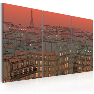 Obraz - Paryska Wieża Eiffla na tle zachodzącego słońca