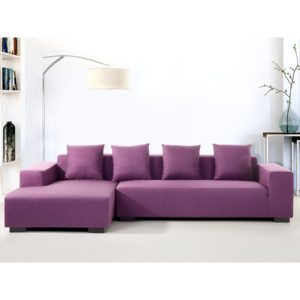 Sofa fioletowa - sofa narożna P - tapicerowana - LUNGO