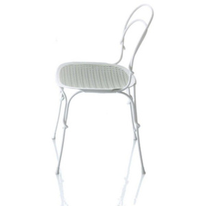 Krzesło Vigna rama biała siedzisko szare