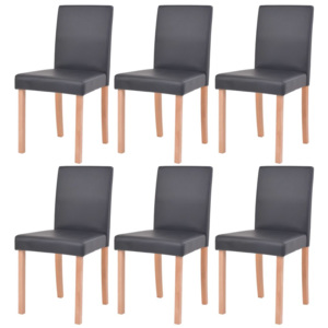 Krzesła, 6 szt., sztuczna skóra, drewno bukowe, czarne