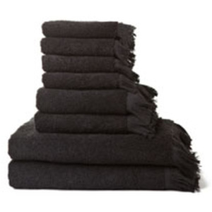 Zestaw 6 czarnych ręczników bawełnianych i 2 ręczników kąpielowych Casa Di Bassi Bath