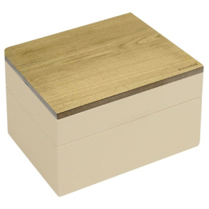 Pudełko na biżuterię podwójne mini wood kremowo-fioletowe
