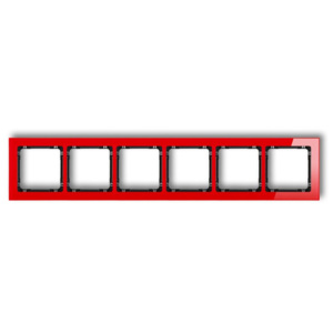 Ramka uniwersalna sześciokrotna - efekt szkła (ramka: czerwona, spód: czarny) KARLIK DECO -