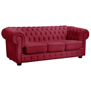 Czerwona skórzana sofa 3-osobowa Max Winzer Bridgeport