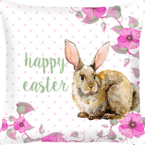 Poszewka na poduszkę Apolena Rabbit Wishes Happy Easter, 43x43 cm