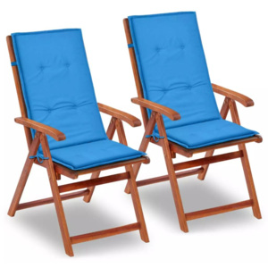 Poduszki na krzesła ogrodowe, 2 szt., niebieskie, 120x50x3 cm