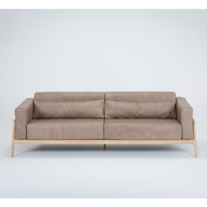 Jasnobrązowa sofa 4-osobowa z konstrukcją z litego drewna dębowego Gazzda Fawn