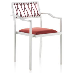 Białe krzesło ogrodowe z czerwonymi elementami i podłokietnikami Geese Seally
