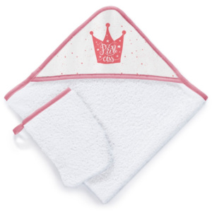 Zestaw ręcznika kąpielowego z kapturem i rękawicy kąpielowej Tanuki Princess, 75x75 cm