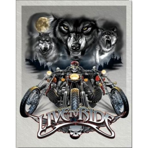 Metalowa tabliczka Live To Ride - wolves, (32 x 41 cm)