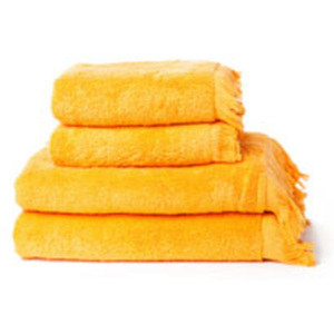 Zestaw 4 pomarańczowych ręczników kąpielowych z bawełny Casa Di Bassi Bath