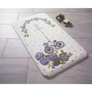 Fioletowy dywanik łazienkowy we wzory Confetti Bathmats Vintage Bike, 80x140 cm