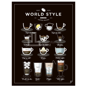 Plakat World Style Coffee 50 x 70 cm