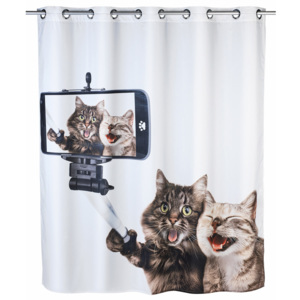 Zasłona prysznicowa Selfie Cat, tekstylna, 180x200 cm, WENKO