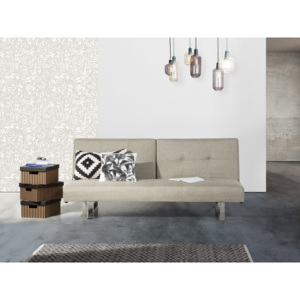 Sofa z funkcją spania tapicerowana jasnobeżowa DUBLIN