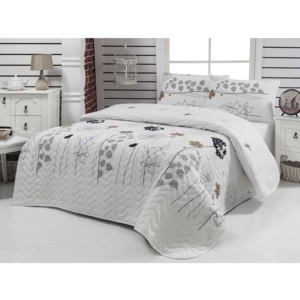 Biała lekka narzuta pikowana na łóżko 1-osobowe z poszewką na poduszkę Atlantis, 160x220 cm