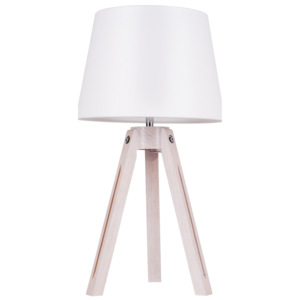 Lampa stołowa Tripod dąb bielony/chrom/biały E27 60W