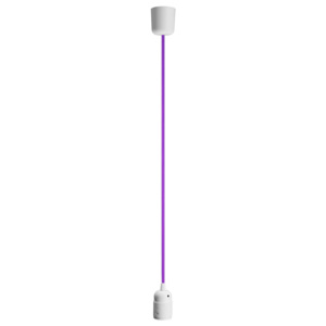 Lampa wisząca steeLOFT biała fioletowy kabel
