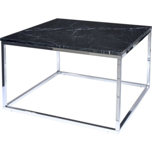 Czarny stolik marmurowy z chromowaną konstrukcją RGE Accent, szer. 75 cm