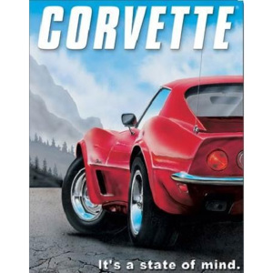 Metalowa tabliczka Corvette - state of mind, (32 x 41 cm)
