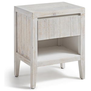 Drewniany szafka nocna z białą patyną La Forma Woody, 35x45 cm
