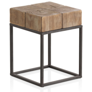 Drewniany stołek z metalowymi nogami Geese, 33x33 cm