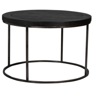 Czarny stolik okrągły z drewna dębowego Folke Brogge