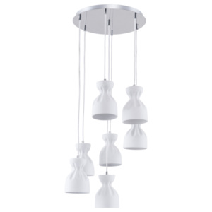 Siedmiopunktowa Lampa wisząca w stylu skandynawskim Noelle chrom/ biały E14 40W