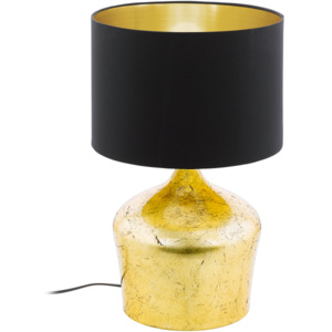 Stojąca LAMPKA biurkowa MANALBA 95395 Eglo abażurowa LAMPA stołowa czarna złota