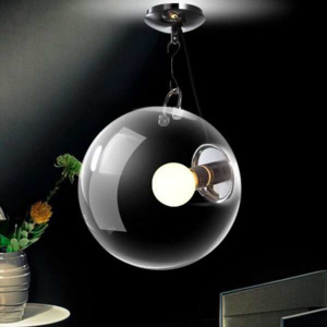 Modernistyczna LAMPA wisząca STEP ST-8039 szklana OPRAWA zwis kula ball przezroczysta