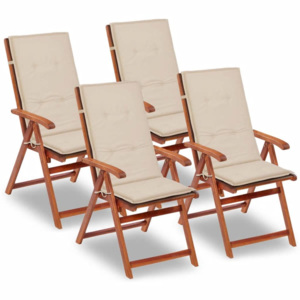 Poduszki na krzesła ogrodowe, 4 szt., kremowe, 120x50x3 cm