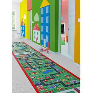 Zielony chodnik dziecięcy City, 100x450 cm