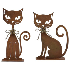 Zestaw 2 siedzących kotów metalowych Ego Dekor, 12,5x17,5 cm