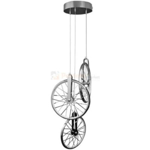 Rustykalna LAMPA wisząca BICYKL 307569 Polux metalowa OPRAWA zwis LED 33W kaskada koła rowerowe circles chrom