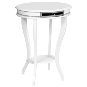 Biały owalny stolik MARIGOLD w stylu glamour