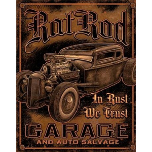 Metalowa tabliczka Garage - Rat Rod, (31,5 x 40 cm)