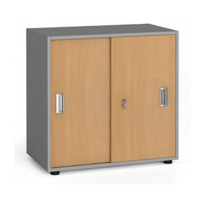 Szafa biurowa z przesuwnymi drzwiami, 740 x 800 x 420 mm, buk
